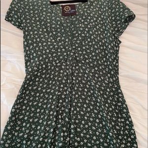 Planet blue green floral romper